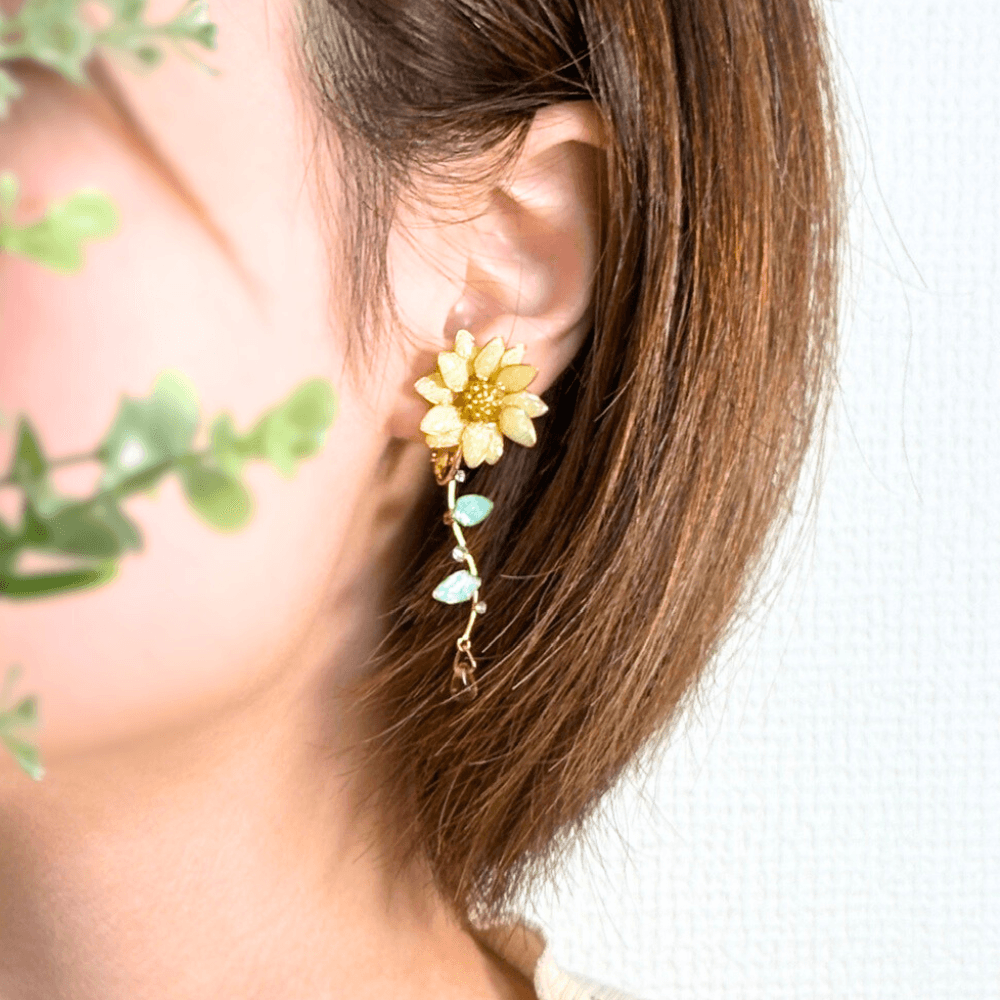 【ひまわり2wayピアスとネックレスセット】アレルギー対応/レジン×ワイヤー/ 夏アクセサリー/キラキラ輝く/受注製作 | 13枚目